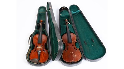 Lot 61 - A German trade violin and another cased