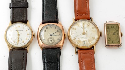 Lot 129 - Four 9ct yellow gold cased wristwatches