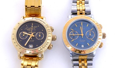 Lot 159 - Two Russian Poljot steel/gilt-steel manual wind wristwatches