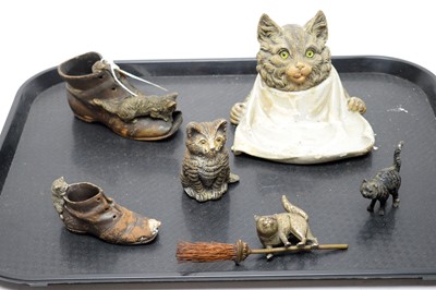 Lot 228 - A collection of cold painted cat figures and collectibles