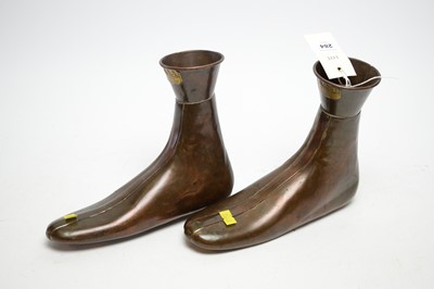 Lot 284 - A pair of Victorian copper boot warmers or hot water bottles