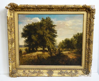 Lot 1107 - 19th Century British School - A landscape study depicting a gentleman and his dog | oil