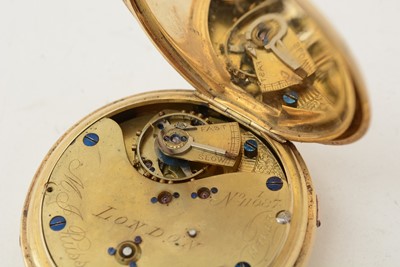 Lot 592 - M.J. Russell, London: an 18ct yellow gold-cased hunter pocket watch