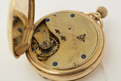 Lot 592 - M.J. Russell, London: an 18ct yellow gold-cased hunter pocket watch