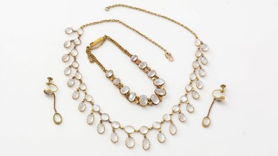 Lot 459 - Moonstone necklace, bracelet and earrings