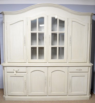 Lot 22 - A large French dresser painted in a chalk grey colourway