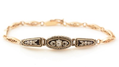 Lot 471 - A Dutch 19th Century diamond, enamel and gold bracelet