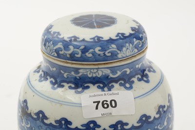 Lot 760 - Chines blue and white jar and cover