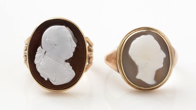 Lot 469 - Two 19th Century glass cameo rings