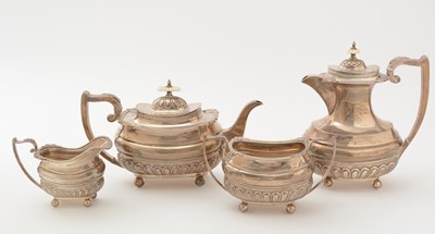 Lot 13 - A George V silver four piece tea set