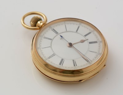 Lot 595 - An 18ct yellow gold cased open-faced pocket watch