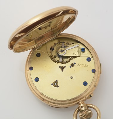 Lot 595 - An 18ct yellow gold cased open-faced pocket watch