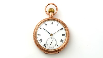 Lot 596 - A 9ct yellow gold cased open-faced pocket watch
