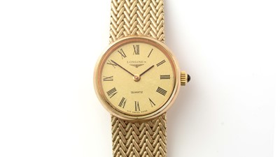 Lot 597 - Longines: a 9ct yellow gold quartz cocktail watch