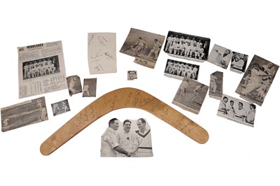 Lot 729 - A boomerang commemorating the 1964 Ashes Test Series; and other cricket memorabilia