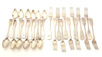 Lot 154 - A part set of early 19th century German silver flatware