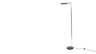 Lot 55 - After Harvey Guzzini: A mid-Century chrome and glass uplighter standard lamp