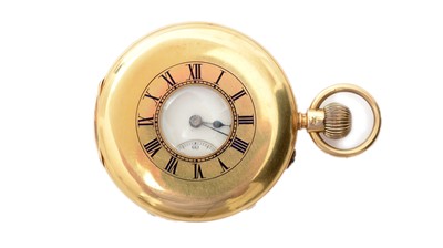 Lot 591 - An 18ct yellow gold cased half-hunter pocket watch