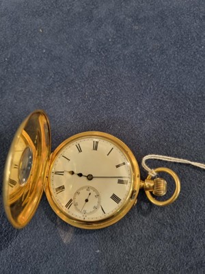 Lot 591 - An 18ct yellow gold cased half-hunter pocket watch