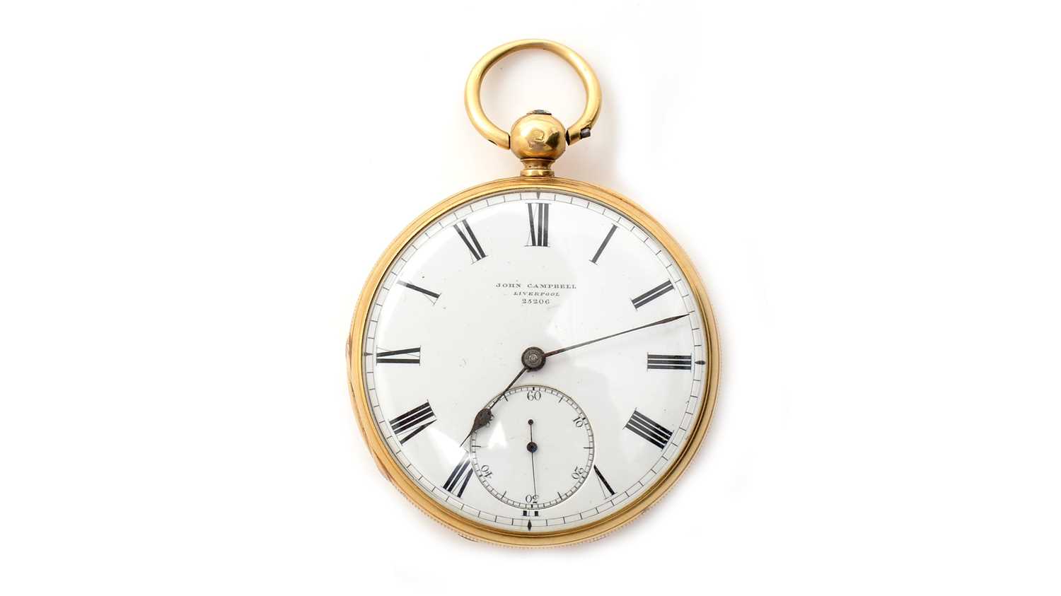 Lot 581 - John Campbell, Liverpool: an 18ct yellow gold-cased open-faced pocket watch