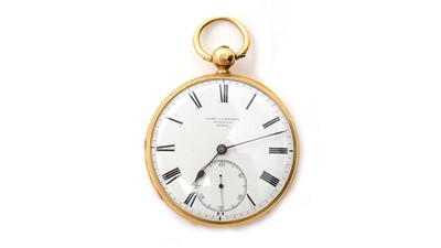 Lot 581 - John Campbell, Liverpool: an 18ct yellow gold-cased open-faced pocket watch