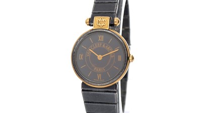 Lot 628 - Van Cleef & Arpels No.22: a gilt and blue-cased quartz ladies wristwatch