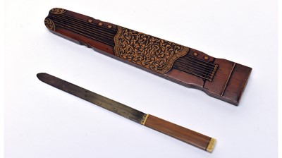 Lot 857 - Chinese knife in boxwood sheath