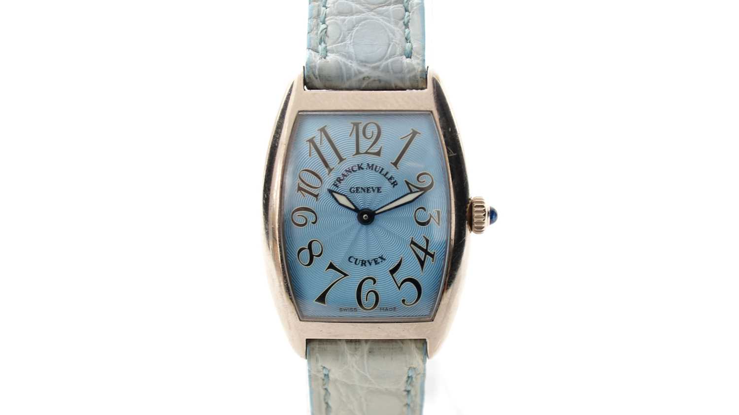 Lot 1027 - Franck Muller Curvex Sunset: an 18ct white gold-cased quartz lady's wristwatch