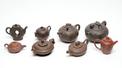 Lot 722 - Eight Chinese Yixing stoneware teapots