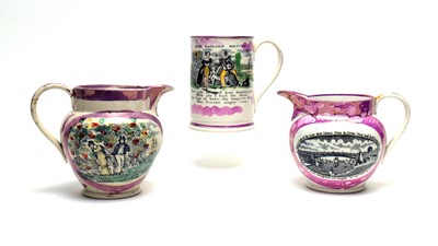 Lot 884 - Sunderland frog mug and two jugs