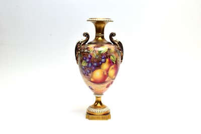 Lot 858 - Large Royal Worcester Fruit painted Vase Freeman