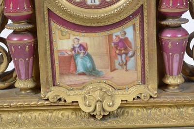 Lot 1256 - Japy Freres, A late 19th Century French gilt metal & pink garniture  mantel clock