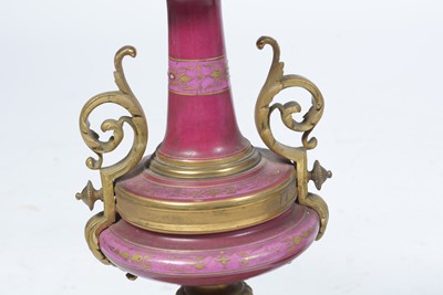Lot 1256 - Japy Freres, A late 19th Century French gilt metal & pink garniture  mantel clock