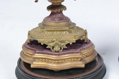 Lot 1256 - Japy Freres, A late 19th Century French gilt metal & pink garniture  mantel clock