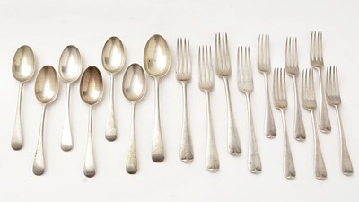 Lot 157 - A George V silver part tea service of Old English pattern flatware