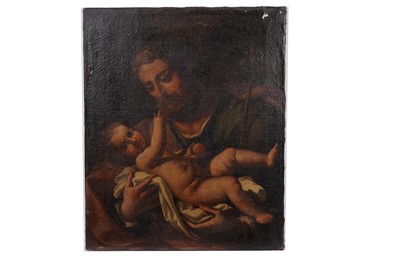 Lot 63 - 17th Century Italian School - Saint John the Baptist Cradling Baby Jesus | oil