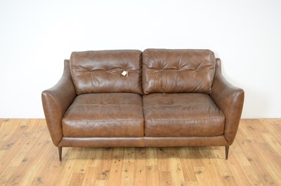 Lot 8 - A Sofology Cordelia brown leather three-piece suite