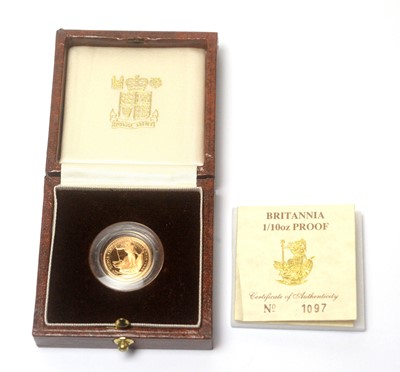 Lot 829 - Elizabeth II 1988 10 pounds Britannia 1/10oz. proof gold coin