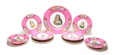 Lot 933 - French Sevres style rose pompadour dessert service