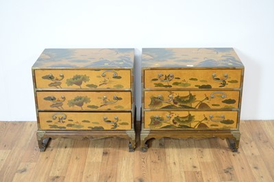 Lot 12 - A pair of 20th Century Chinese Oriental bedside chests