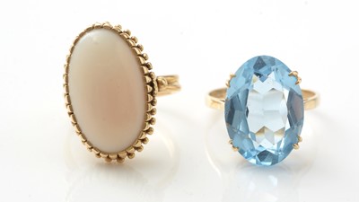 Lot 171 - A light blue paste ring and a Coral ring
