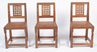 Lot 1337 - Robert 'Mouseman' Thompson (of Kilburn): A set of six 1950's oak dining chairs