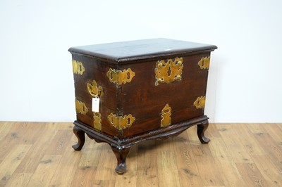 Lot 12 - A 17th Century style mahogany and brass-bound chest