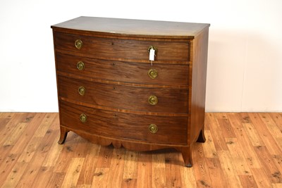 Lot 2 - A late Georgian bow fronted mahogany chest of drawers
