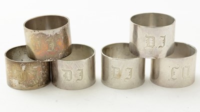 Lot 126 - A set of six silver napkin rings