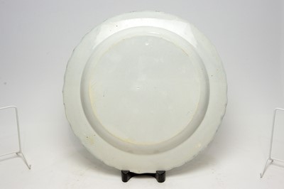 Lot 896 - Pearlware charger, three plates, écuelle cover and stand