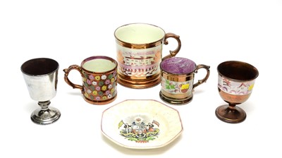Lot 920 - Sunderland nursery plate, five pieces of lustreware