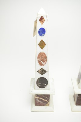 Lot 272 - A pair of 19th Century marble and specimen stone obelisks