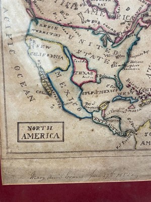 Lot 701 - Mary Ann Evans - 1851 pre-Civil War manuscript map of early America | pen and ink & watercolour