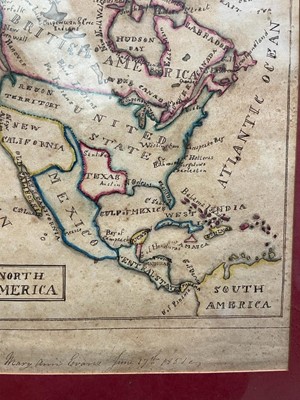 Lot 701 - Mary Ann Evans - 1851 pre-Civil War manuscript map of early America | pen and ink & watercolour
